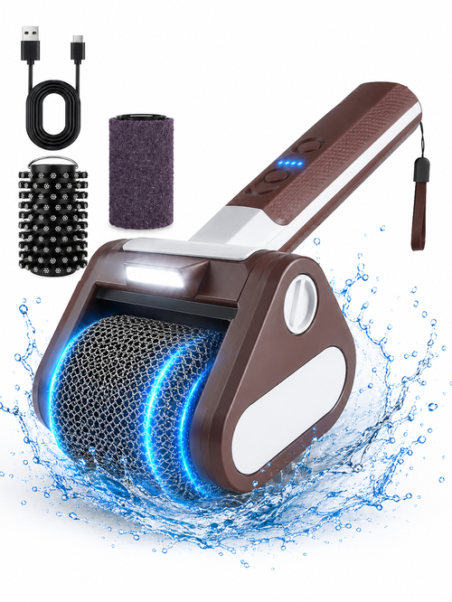 GrillPro Electric BBQ Brush with LED light and 304 stainless steel head