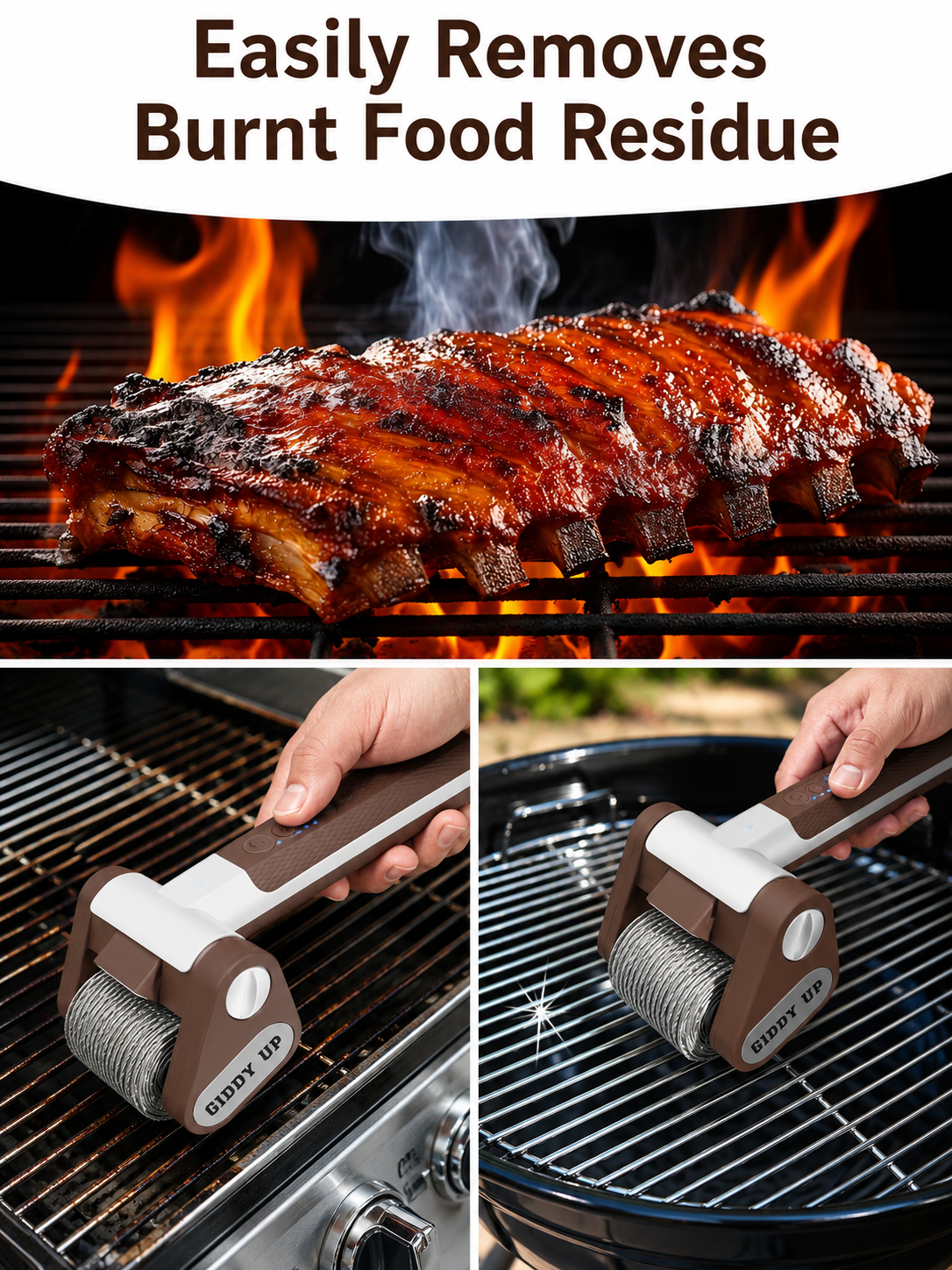 GrillPro rechargeable grill cleaner cleaning grease in under 60 seconds