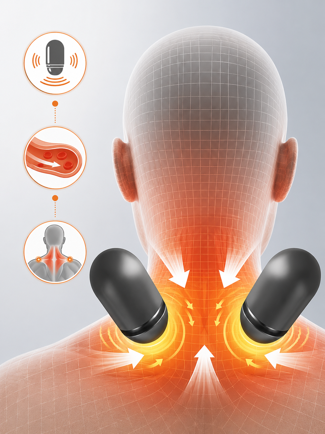 CalmNeck Pro features - heat therapy, vibration massage and cervical traction
